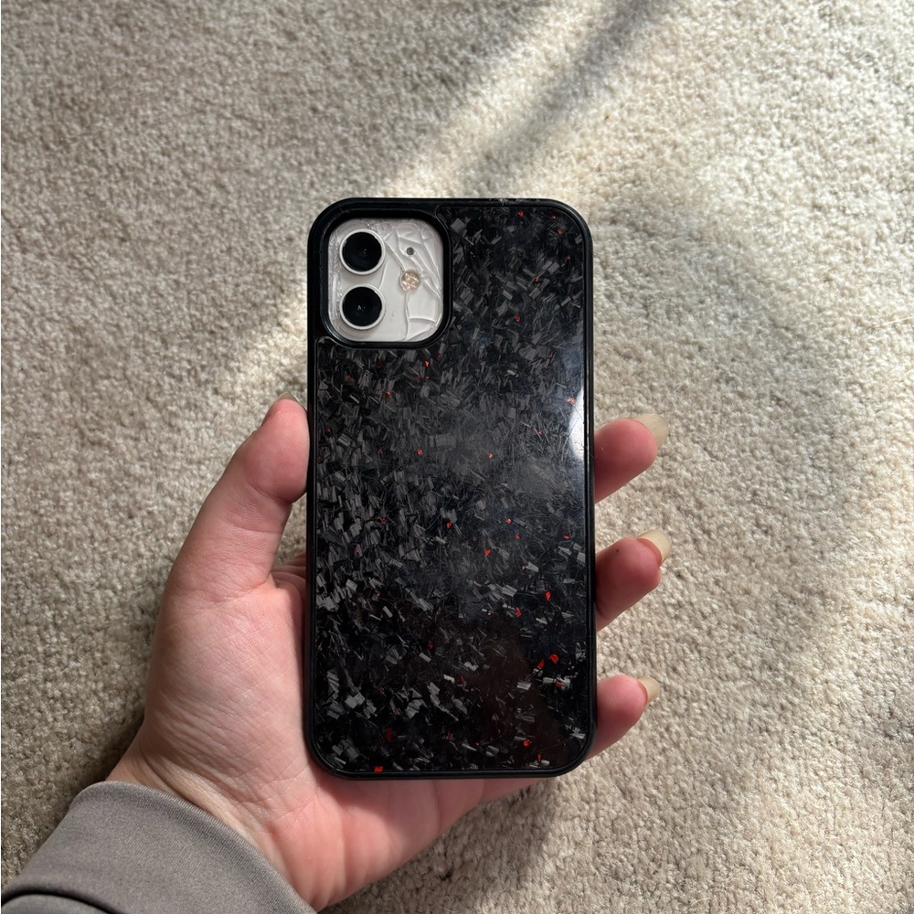 Real Forged Carbon Fiber with Red Fleck Phone Case